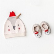Resim Andywawa Penguin Bebek Şapka Ve Patik Takım Ac25348 Ekru 