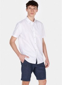 Resim Colin's Colins Comfort Fit Shirt Neck Düz Erkek Beyaz Kısa Kol Gömlek Cl1074069 Q1.v1 Wht Beyaz 