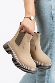 Resim Tonny Black Kalın Tırtıklı Termo Taban Fermuarlı Lastikli Çocuk Unisex Krem Süet Chelsea Bot Tbgrf005 Krem Süet 
