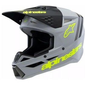 Resim Alpinestars SM3 Youth Radium Off-Road Çocuk Genç Motosiklet Kaskı Gri / Siyah / Sarı 