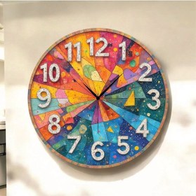 Resim Renkli Baskı Desenli Sayılı Hediyelik Ahşap Sessiz Tablo Duvar Saati 33 Renkli 
