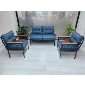 Resim İnci Balkon-bahçe-kafe Çay Seti Koltuk Oturma Takımı-oturma Grubu Mavi 