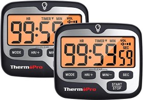 Resim ThermoPro TM01 Alarmlı Kronometre Geri Sayım Sayacı ve Dijital Saat 2 Adet 