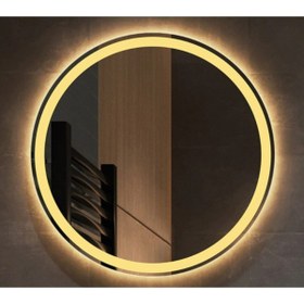 Resim GLOBAL LED MIRROR 60 Cm Yuvarlak Ledli Ayna Antrasit Dresuar Hol Koridor Duvar Salon Banyo Wc Ofis Çocuk Yatak Odası B 
