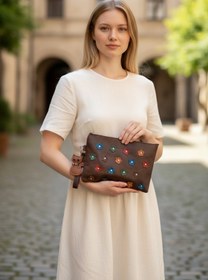 Resim Cerisse Portföy Clutch Çanta Gercek Deri 