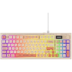 Resim Everest Kb-79 Sılent Pro Bej-pembe-turuncu Sessiz Rgb Q Membrane Oyuncu Klavyesi 