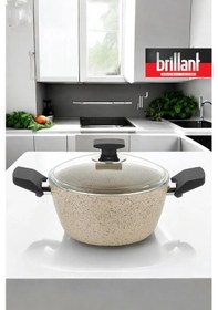 Resim Brillant Lüks Granit Derin Tencere 28 Cm Yanmaz Yapışmaz Tencere 