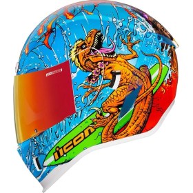 Resim Icon Airform Dino Fury MIPS Kapalı Motosiklet Kaskı Mavi Yeşil Turuncu 