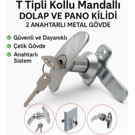 Resim Nzb Mandallı Kollu T Tipli Dolap Çekmece Kilidi 2 Anahtarlı Metal Mobilya Elektrik Pano Kilidi 1 Adet 