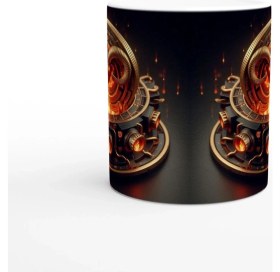 Resim Koç Burcu Baskılı Kahve Kupası - Zamanın Çarkları Astroloji Mekanizması Vs4 