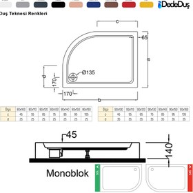 Resim Asimetrik Monoblok Duş Teknesi | Sanacryl - 90x160 / Beyaz / Düz 