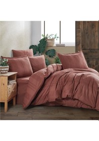 Resim Clasy Ranforce Tek Kişilik Nevresim Takımı Unita Kiremit 