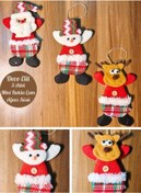 Resim 3 Adet Yılbaşı Çam Ağacı Süsü Peluş Tekstil Örme Orta Boy 17 Cm X 11 Cm 