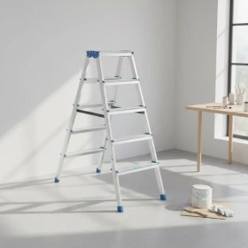 Resim 5+5 Çift Basamaklı Alüminyum Metal Merdiven 