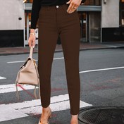 Resim Kadınlar İçin Düşük Bel Esnek Skinny Kot Pantolon - Şık Görünmeyen Düğmeli Kapatmalı, Her Mevsim ve Günlük/Kişisel Kullanım için Dar Kesim Jeans (Kahve Kahverengi) - Kolay Bakım Elde Yıkanabilir, Rahat Giyim 