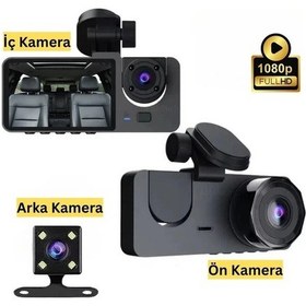 Resim Oldfriend 1080p Full Hd Siyah Araç İçi Kamera Dash Cam Dual Lens Yol Çekim Park Takip 