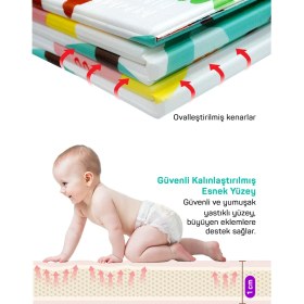 Resim Circle Toys Neşeli Zürafa + Taşıtlar , Katlanabilir Çocuk Oyun Halısı - 150X200X1 cm - Taşıma Çantası Yanında 