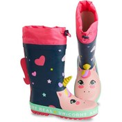 Resim Denokids Kalpli Unicorn Kız Çocuk Lacivert Pembe Yağmur Botu Lacivert - Pembe 