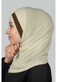 Resim Altobeh Pratik Eşarp Hazır Türban Özel Hilal Detaylı Hijab Krem - Koyu Vizon 