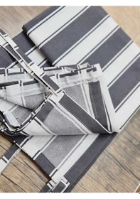 Resim Balkon Perdesi 1,sınıf Gabardin Kumaş Lüks Perde Gri - Beyaz Gri-beyaz 