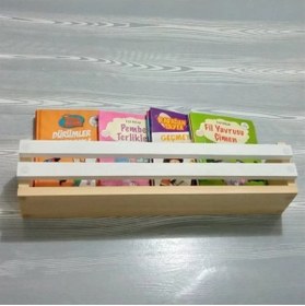 Resim EMTA 40 Cm Ahşap Raf Beyaz Çıtalı Montessori Eğitici Kitaplık 