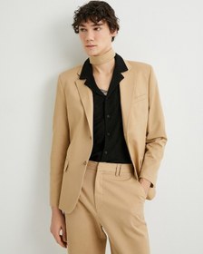 Resim Koton Keten Ceket Blazer Slim Fit Düğmeli Cep Detaylı Bej 4sam50038hw Ekru 