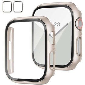 Resim Apple Uyumlu Watch 41mm 7-8-9 Se Seri Starlight 360 Derece Koruma Ve Temperli Cam Ekran Koruyucu 