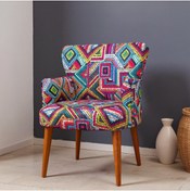 Resim Azra Mobilya Roma Modern Tekli Koltuk Berjer - Dijital Baskılı Kumaş - Ahşap Ayak - Renkli Çizgili 