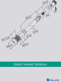 Resim BALİOR Asma Klozet Esnek Taharet Borusu Ø26 – 2000 mm Rakorlu Bağlantı 