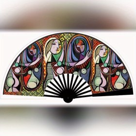 Resim 1 adet Gerçekçi Para Baskılı Büyük Katlanabilir Fan - Siyah Çerçeve, Bambu Malzeme, Elektrik Patlaması İşleme, Müzik Festivalleri, Kulüpler, Etkinlikler, Partiler, Dans Performansları ve Dekoratif Hediyeler için Kompakt Tasarım | Cesur Tasarım | Katlanabilir Fan Dünya Famous Painting Oil Festival Katlanabilir Fan 