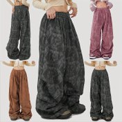 Resim Kadınlar İçin Geniş Paça Kadife Desenli Zil Paça Kot Pantolon - Tam Vücut Kadife Dokusu, Kırışmaz Düz Paça Pantolon, Tüm Mevsimler İçin Günlük Kullanım, Makinede Yıkanabilir (Esnemez) Kot Ceketler ve Günlük Kombinler İçin 