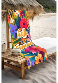 Resim Dijital Baskı Plaj Deniz Havlusu Hello Summer Desenli Peştamal Hvl0095 Renkli 