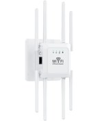 Resim Sones U18 1200mbps 2.4g Ve 5g Kablosuz Tekrarlayıcı Wifi Sinyal Amplifikatörü 8 Antenli Ab Fişi Beyaz 