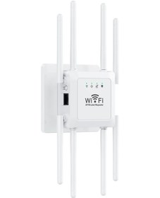 Resim Sones U18 300mbps 2.4g Kablosuz Tekrarlayıcı Wifi Sinyal Amplifikatörü 8 Antenli Ab Fiş Beyaz 