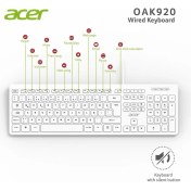 Resim Binbir Göz Bilgisayar Acer OAK920 Q USB Beyaz 1.8mt Kablolu Klavye-Tek Tuş Hesap Makinalı (Sessiz Tuş) 