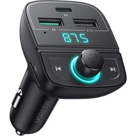 Resim Ugreen Bluetooth 5.0 Pd Qc 3.0 Micro Sd Tf Kart Okuyuculu Araç Çakmaklık Şarj Cihazı Fm Verici Transmitter 