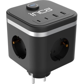 Resim Inca IPW-47SY 3port 2x Usb+2x Type-C LED Tuşlu Duvar Priz - Siyah 