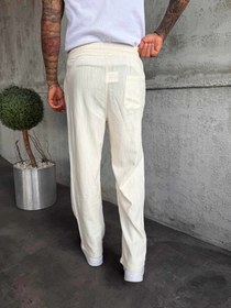 Resim Ekru Keten Baggy Pantolon - S 
