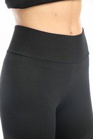 Resim Yüksek Bel, Fitilli, Toparlayıcı interlok Beli Lastikli Örme Kadın Tayt @Tivoli - Bej / XL 