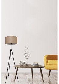 Resim Silindir Başlıklı Sütlü Kahverengi Metal Lambader 
