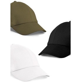 Resim Unisex 3'lü Set Haki,beyaz Ve Siyah Renk Beyzbol Şapka - Unisex Çok Renkli 