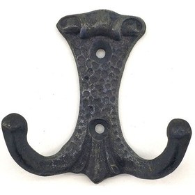 Resim Antika Tarz Dekoratif Pirinç Anıt Çiftli Vestiyer Askı - 85x72 Mm, Oksit 