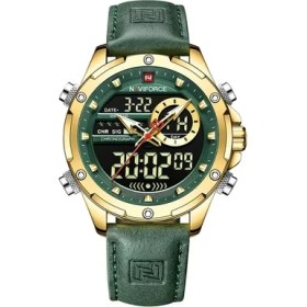 Resim Hanyang Altın Yeşil Yeni Navıforce Saatler Erkekler Lüks Marka Askeri Spor Erkek Kol Saati Chronograph Kuvars Su Geçirmez Izle Deri Erkek Saat (Yurt Dışından) 