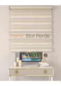 Resim Krem Beyaz Geçişli Etek Dilimsiz Zebra Stor Güneşlik Perde Beyaz-krem 