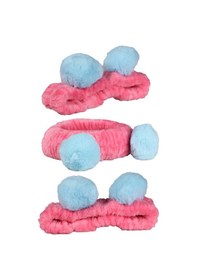 Resim Toyaş Pembe Mavi Ponponlu Peluş Bandana Makyaj Spa Saç Bandı Çok Renkli 