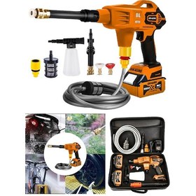 Resim Dragro Alman Drg-999xs Turuncu X-series 999 Vf 20 Ah 100 Bar Kömürsüz Motor Şarjlı Oto Yıkama Makinesi Çift Akülü 