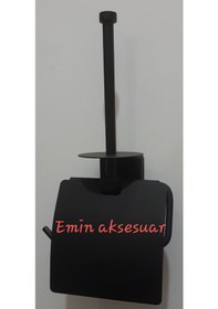 Resim Yedekli Tuvalet Kağıtlık Kare Tabanlı Mat Siyah 