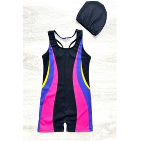 Resim My Kids Wear Yüzücü Şortlu Kız Çocuk Mayo Boneli Mercan - Pembe 