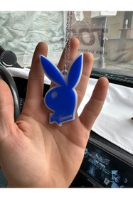 Resim KARA AUTO Mavi Playboy Tavşan Ayna Süsü Zincirli Kabartma 