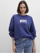 Resim Mavi Logo Baskılı Lacivert Kadın Sweatshirt M1s10372-70498 Lacivert 